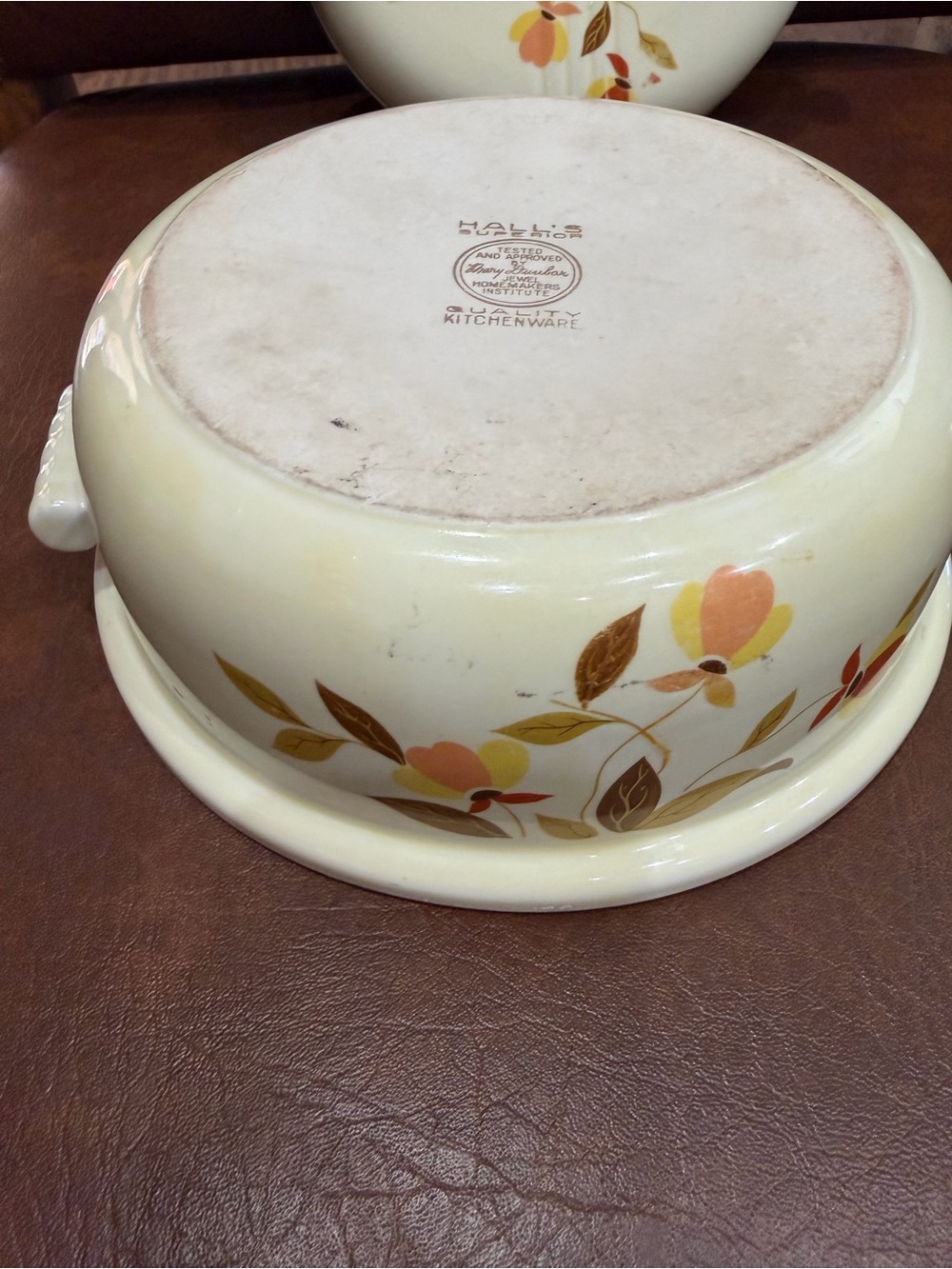 Vintage Jewel T/HALL’S SUPERIOR Autumn Leaf 🍂 Ceramic Storage Dish with Lid - Picture 6 of 8